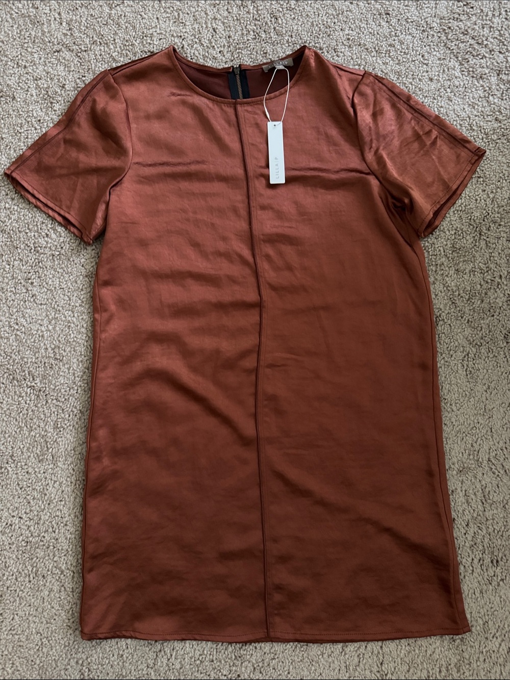 Lilla P Copper Short-Sleeve Shift Dress